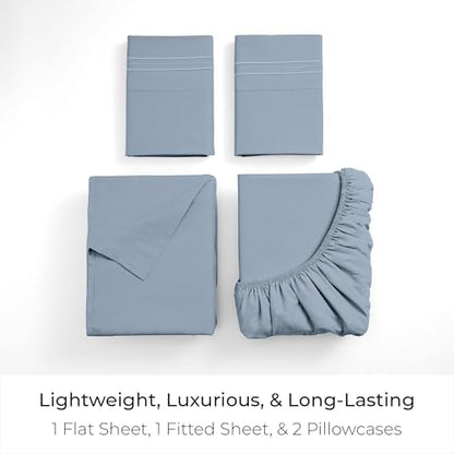 Mellanni Iconic 4-Piece, Ultra Soft Sheet Set (Queen, Blue Hydrangea)