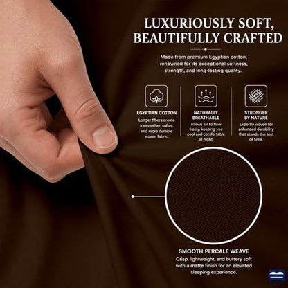 4 Piece Three Quarter Sheets Fits 16" Deep, Egyptian Cotton, Chocolate