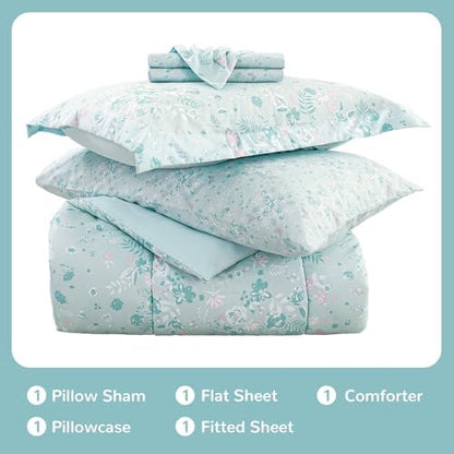 Viviland Kids Twin Bedding Sets, Girls Comforter, Green Butterfly