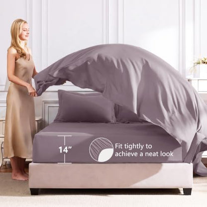 CozyLux King Comforter Set 102"x90" Dusty Purple - 7 Piece Bed in a Bag