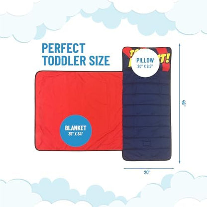 Jay Franco Kids Nap Mat with Embedded Pillow & Blanket – Soft 46"x20" Microfiber Sleeping Bag with Name Tag & Handle for School, Travel, Sleepover