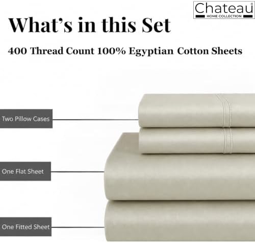 Cotton King Sheet Set, 400 Thread Count Bed Sheets King Size - Linen