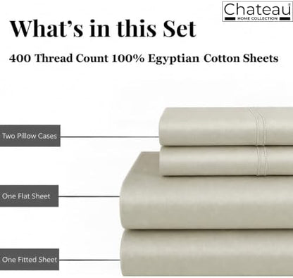 Cotton King Sheet Set, 400 Thread Count Bed Sheets King Size - Linen