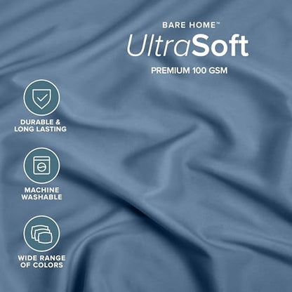 Bare Home Queen Fitted Sheet - 1800 Ultra-Soft (Queen, Coronet Blue)
