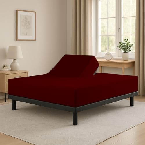 1 PC Top Split Queen Fitted Sheet for Adjustable beds, 34" Split, Burgundy