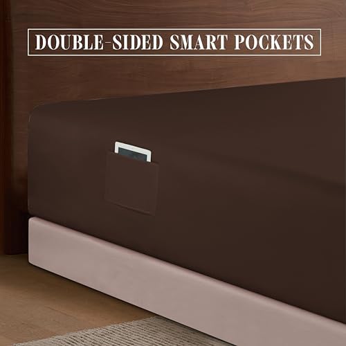 Elegant Comfort 1500 Premium Hotel Quality 18-24 Inches Deep - Extra Deep Pocket Single Fitted Sheet for High Mattress, Luxury and Softest, Smart Pocket - Wrinkle Free, Full, Chocolate Brown