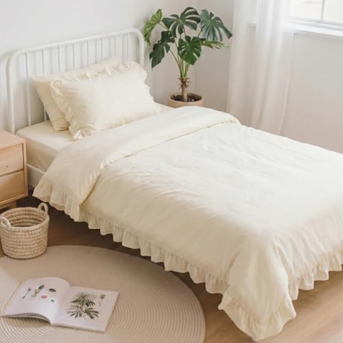 Anluoer Twin Comforter Set 5 Piece,Ruffle Bed in a Bag Twin Bedding Sets