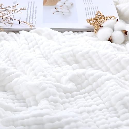 Yoofoss Muslin Blanket 100% Organic Cotton Large Twin Size 60" x 80" for Bed Couch Summer Gauze Blanket for Adults Lightweight and Breathable White