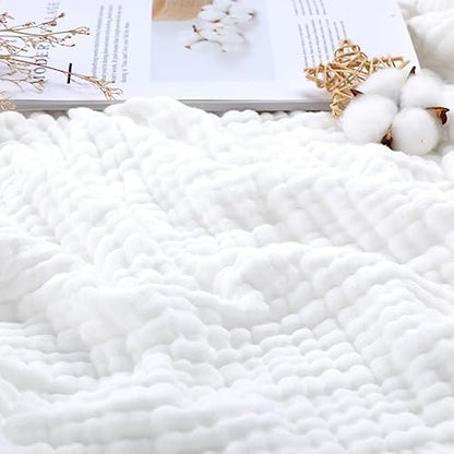 Yoofoss Muslin Blanket 100% Organic Cotton Large Twin Size 60" x 80" for Bed Couch Summer Gauze Blanket for Adults Lightweight and Breathable White