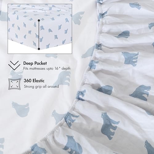 RUVANTI Flannel Sheets Full Size, Happy Cubs