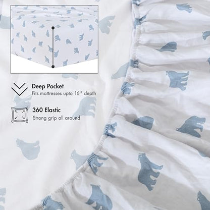 RUVANTI Flannel Sheets Full Size, Happy Cubs
