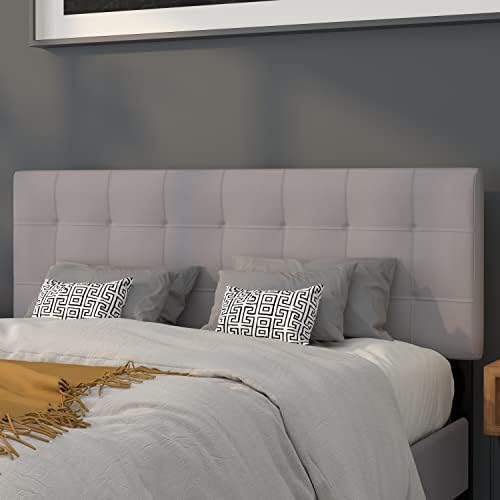 Flash Furniture Bedford Tufted Upholstered Queen Size Headboard in Light Gray Fabric