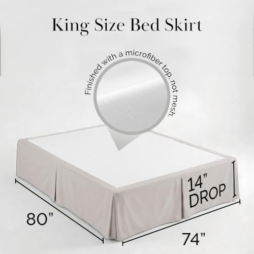 Southshore Fine Living King Bed Skirt 14 Inch Drop Pleated Natural Beige