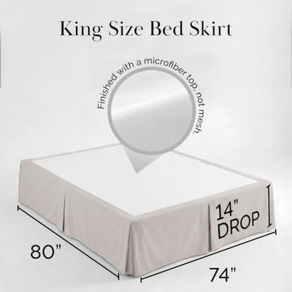Southshore Fine Living King Bed Skirt 14 Inch Drop Pleated Natural Beige