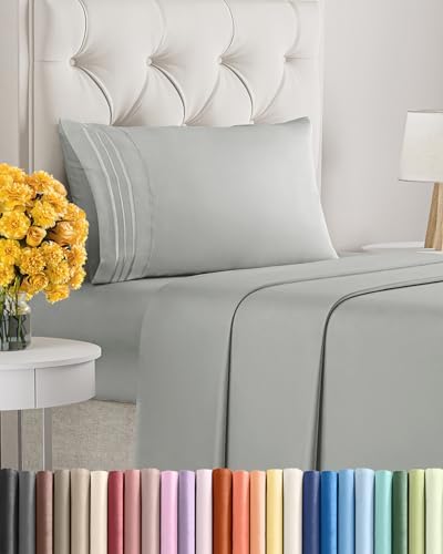 Twin XL Size 3 Piece Sheet Set - Soft & Cooling Sheets - Light Slate Grey