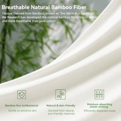 Dorrin Nessin Bamboo Down Alternative Comforter Duvet Inserts Queen All Season, Ultra Soft Double Brushed Microfiber Shell, Classic Box Stitched with 8 Corner Tabs 90x90 AS