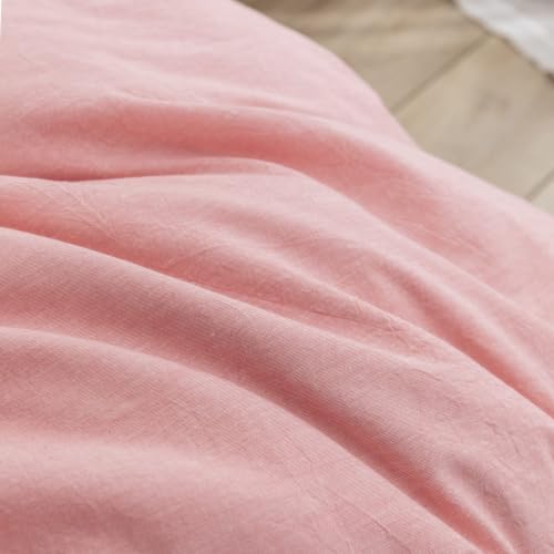 BESTOUCH Cotton Solid Duvet Cover Set Linen Feel Red Pink Alaska King