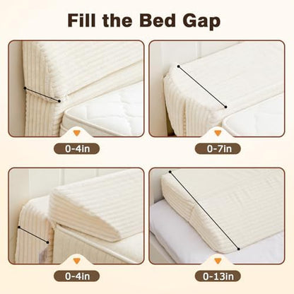 Wedge Shaped Pillow headboard Suitable for Bed Seams, Foldable Bed Wedge Pillow, Bed Gap Filler King Size Fill The Gap (0-12"), Mattress Gap Filler Long Pillow Between Headboard(Beige, 54")