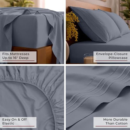 Mellanni Iconic 4-Piece, Ultra Soft Sheet Set (Full, Mineral Gray)
