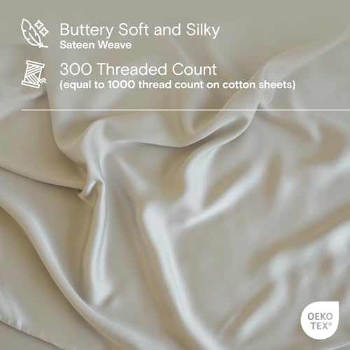 DOZ Duvet Cover Set, 100% Viscose derived from Bamboo, Organically Grown, Buttery Soft, Cooling Duvet Covers, High GSM, 1 Duvet Cover and 1 Pillowcase, 70"x90" (Sand, Twin/Twin XL)