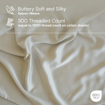 DOZ Duvet Cover Set, 100% Viscose derived from Bamboo, Organically Grown, Buttery Soft, Cooling Duvet Covers, High GSM, 1 Duvet Cover and 1 Pillowcase, 70"x90" (Sand, Twin/Twin XL)