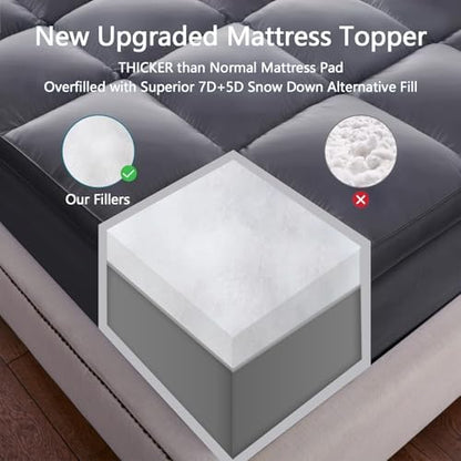 Cal King Mattress Topper, 900 GSM High-Fill Design, Fuller & Plusher Feel