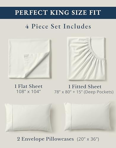 LANE LINEN King Size Bed Sheets 100% Organic Cotton 4pc Soft - Glacier Grey
