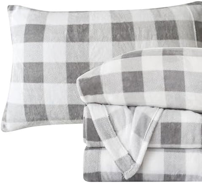 Elegant Comfort Luxuriously Soft 4-Piece Velvet Plush Flannel Sheet Set - Premium Quality - Cozy Warm, Anti-Static, Non Pilling Fuzzy Velvet Flannel Fleece Deep Pocket Sheet Set - King, Buffalo Gray