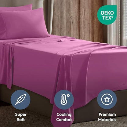 Nestl Twin XL Sheet Set - Bed Sheets - Light Pink - 3-Piece Deep Pocket