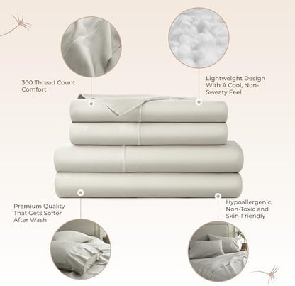 Whisper Organics 100% Organic Cotton Bed Sheets with Deep Pocket 3 Pc. Set