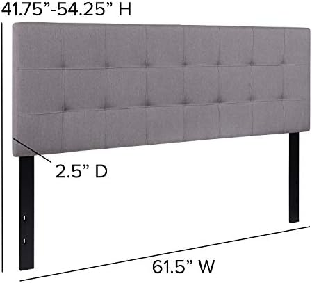 Flash Furniture Bedford Tufted Upholstered Queen Size Headboard in Light Gray Fabric