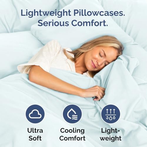 Body Pillow Cases Set of 2 - Ultra Soft Cozy Pillowcase Covers - Ice Blue