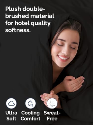Duvet Cover King Size - Extra Soft 3 Piece with Zipper Closure - Black
