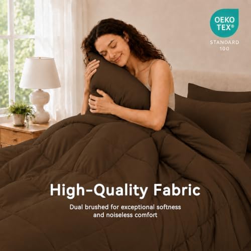 Anluoer Queen Comforter Set 7 Piece, Soft Bed in a Bag Queen Bedding Sets