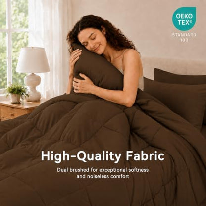 Anluoer Queen Comforter Set 7 Piece, Soft Bed in a Bag Queen Bedding Sets