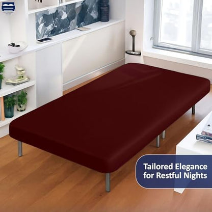 1 PC Cot Size 25" x 75" Fitted Sheet Only, 100% Egyptian Cotton, Burgundy