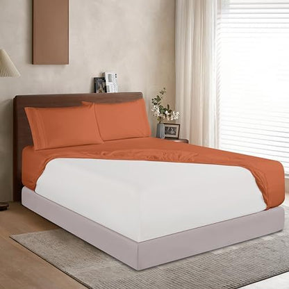 Elegant Comfort 1500 Premium Hotel Quality 18-24 Inches Deep - Extra Deep Pocket Single Fitted Sheet for High Mattress, Luxury and Softest, Smart Pocket - Wrinkle Free, California King, Coral