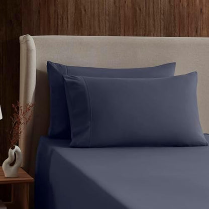 Nestl Twin Sheet Set - Bed Sheets - Navy Blue - 3-Piece Deep Pocket