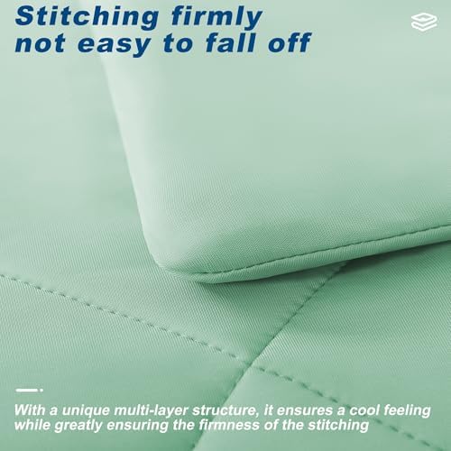 Cooling Comforter Queen Size, Double-Sided Cold Tech Fabric Quilted Bed Comforters Cooling Blanket for Hot Sleepers, Breathable Lightweight Summer Bedding, All-Season Ice Blanket, Sage Green