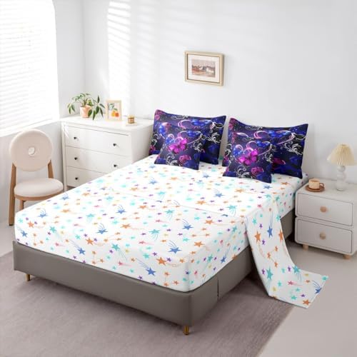 Feelyou Cute Butterfly Comforter Set with Sheets 7 Piece Twin Size