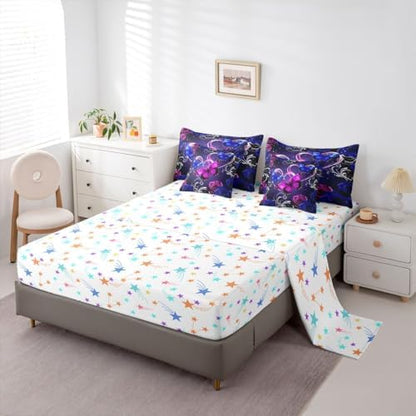 Feelyou Cute Butterfly Comforter Set with Sheets 7 Piece Twin Size