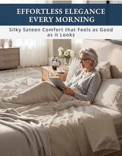 LANE LINEN Hospital Bed Sheets Twin XL 100% Egyptian Cotton Sateen - Taupe