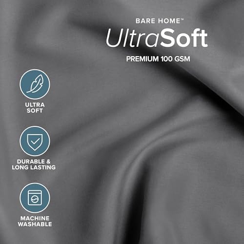 Bare Home Bed-in-A-Bag 7 Piece Comforter & Sheet Set - King - Goose Down Alternative - Ultra-Soft 1800 Premium Bedding Set (King, Light Grey/Grey)