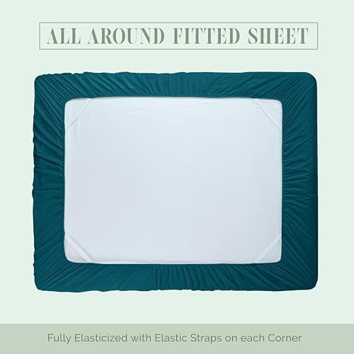 Elegant Comfort 4-Piece Bed Sheet Set - Luxury Bedding 1500 Premium Hotel Quality Microfiber, All Around Elastic 18-24 Inches Deep Fitted Sheet- Extra Deep Pocket Sheets, California King, Marine Teal