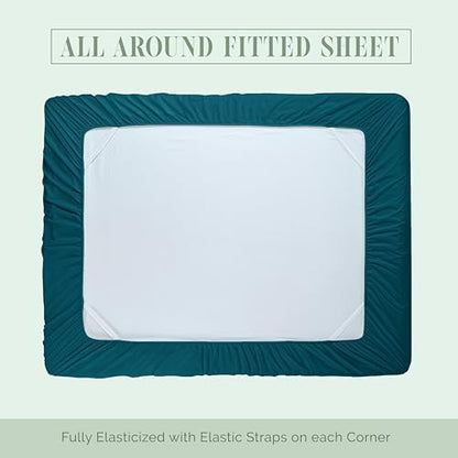 Elegant Comfort 4-Piece Bed Sheet Set - Luxury Bedding 1500 Premium Hotel Quality Microfiber, All Around Elastic 18-24 Inches Deep Fitted Sheet- Extra Deep Pocket Sheets, California King, Marine Teal