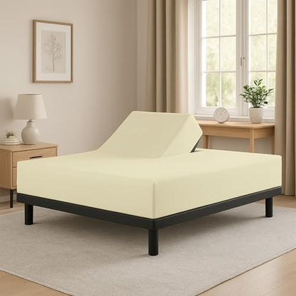 1 Piece Top Split King Fitted Sheet for Adjustable beds, 34" Split, Ivory