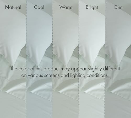 RUVANTI 100% Cotton California King Sheet Set, Percale Sheets, Sage Mist