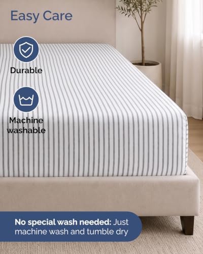 CGK Linens 2 Pack Extra Deep Cal King Fitted Sheets - Grey Stripes