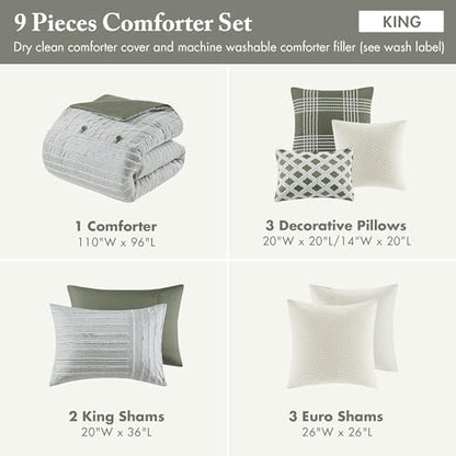 Madison Park Farmhouse King Cotton Comforter Set with Removable Cover, 9pc