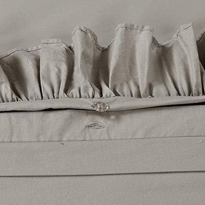 Lush Decor Reyna Ruffle Cotton Duvet Cover Set 3 Piece Set Full/ Queen, Gray - Queen Size Bedding Set - Gray Duvet Queen- Ruffled Bedding - Coquette Decor